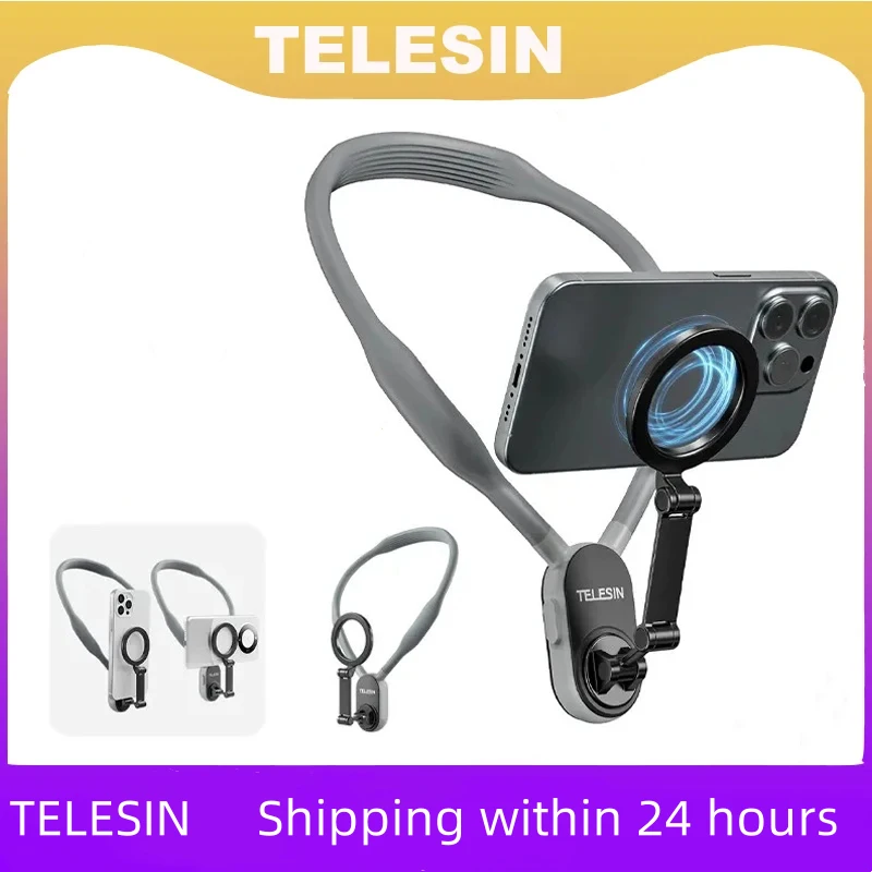 

TELESIN Silicone Magnetic Neck Mount Quick Release Hold for IPhone 15 14 13 12 11 10 SAMSUNG HUAWEI XIAOMI Phone Accessories