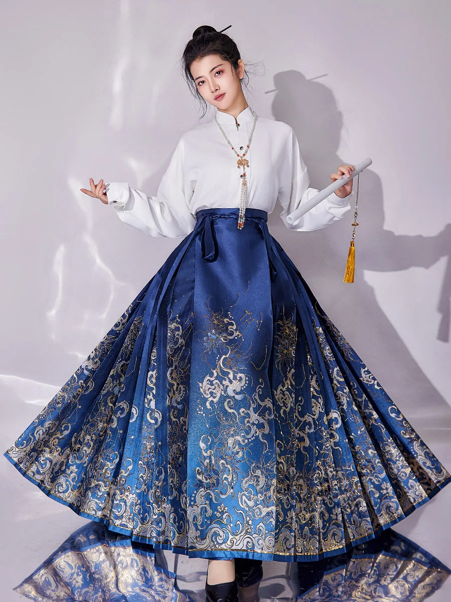 

Original Ming Dynas Hanfu Set Women's adient Gilded f Skirt Traditional Chinese Clothing Cheongsan New 2025 Spring