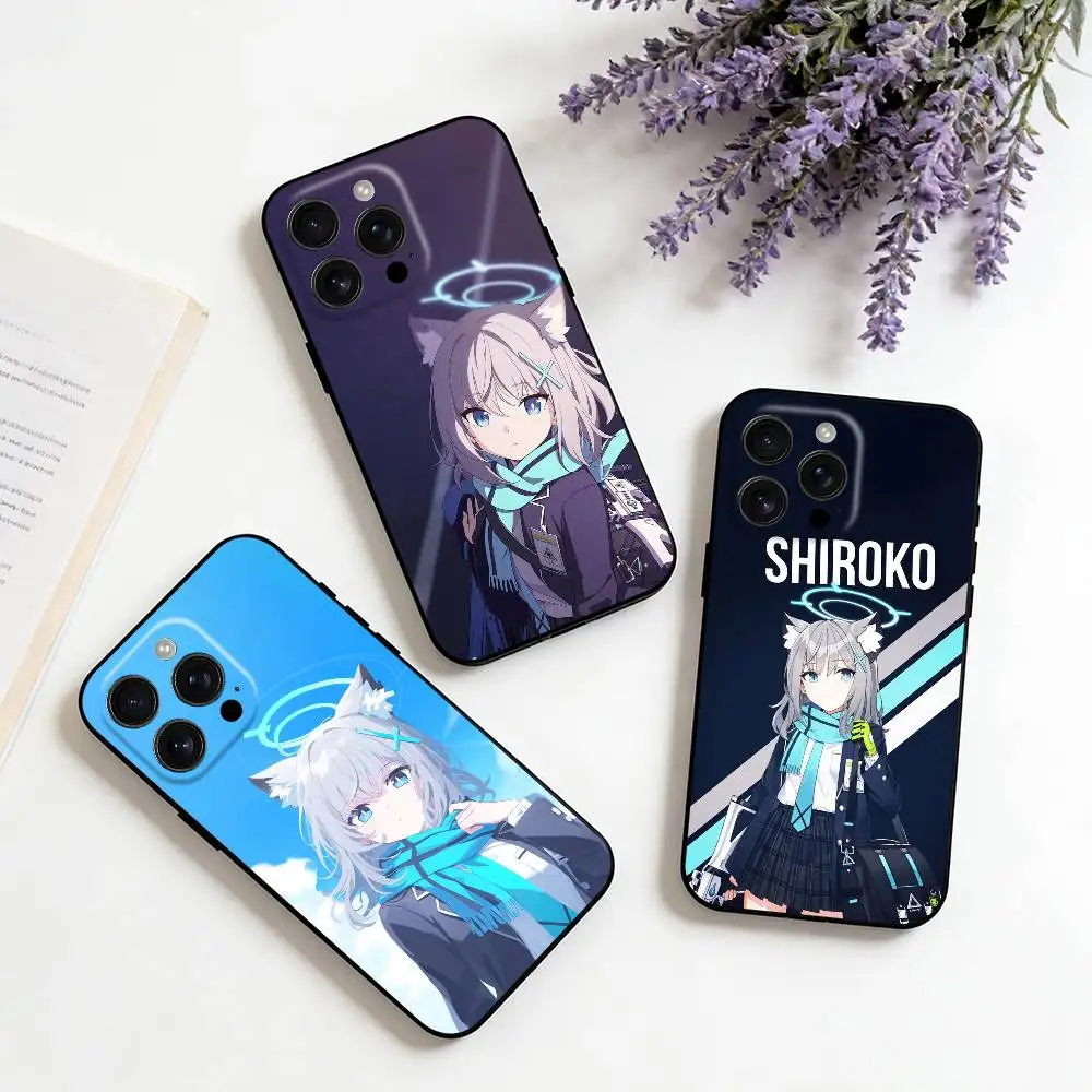

S-Shiroko For iPhone 16,15,14,13,12,11,XS,XR,X,8,7,Pro,Max,Plus,mini Silicone Black Cover