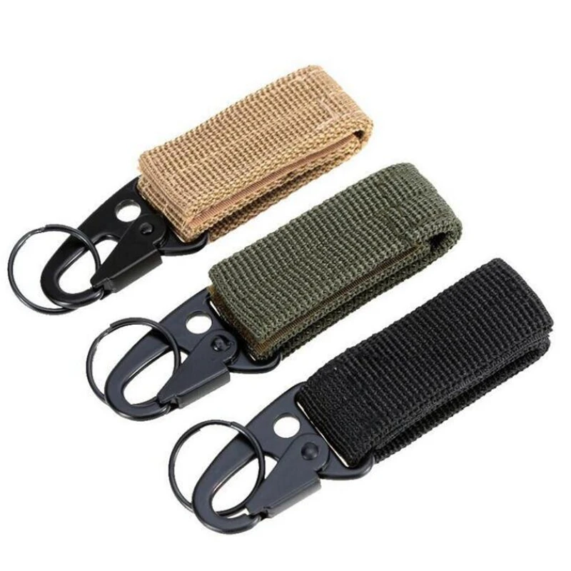 3PCS Tactical Carabiner EDC Keychain Molle Hook Webbing Carabiner Backpack Belt Hook Hanging Buckle Nylon Belt Keeper Key Holder