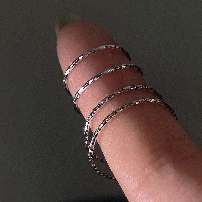 

Real 925 Sterling Silver Minimalist Round Rings for Women Trendy Geometric Fine Jewelry Personality Accessories