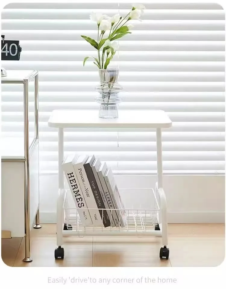 Cart Storage Rack Retro Style Household Wheeled Mobile Kitchen Snacks Fruit Storage Rack Movable Cart Storage Rack