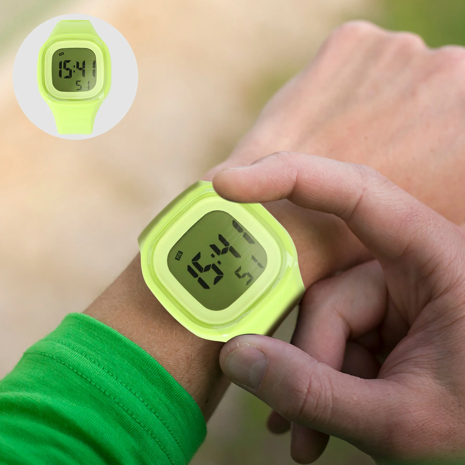 

Colorful Digital Watch 50 Meter Waterproof Stopwatch Alarm Backlight Sports Silicone Wristwatch for Men Women