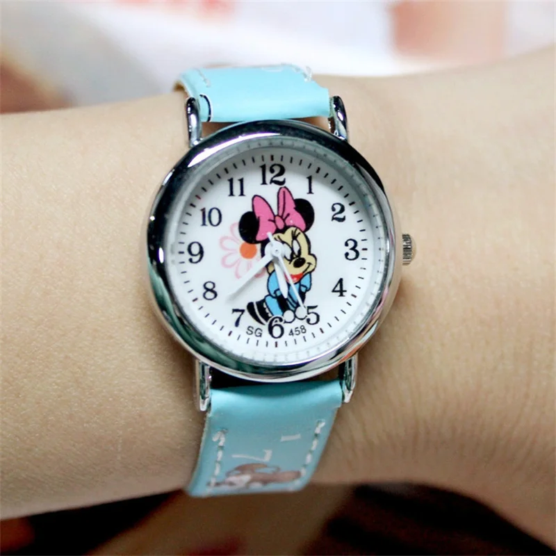 Disney Anime Minnie Mouse Children Watch Kawaii Mickey Student Quartz Watch Cartoon Kids Toy Prize Girls Boy Birthday Gifts