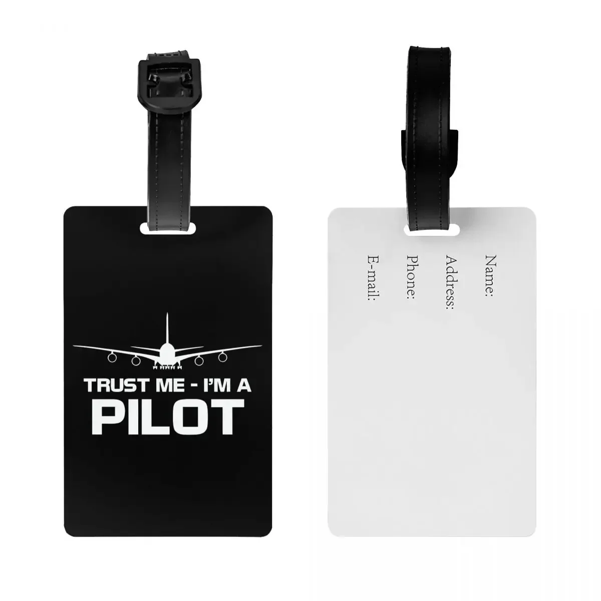 Trust Me IM A Pilot Luggage Tags For Suitcases Plane Flying Aeroplane Aviation Gift Privacy Cover Name ID Card