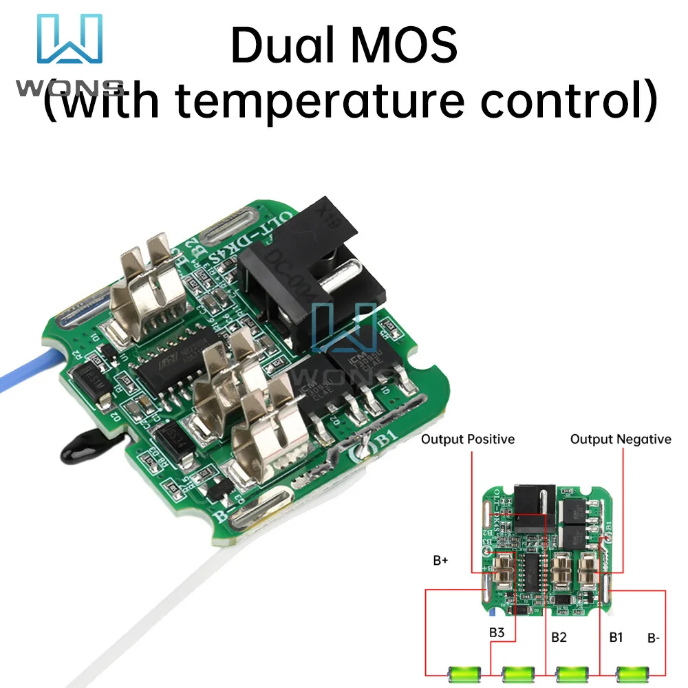 

Battery Charging Protection Board Dual MOS 4S 16.8V 30A Li-Ion Lithium Battery Pack Protection Circuit Module for Electric Tools