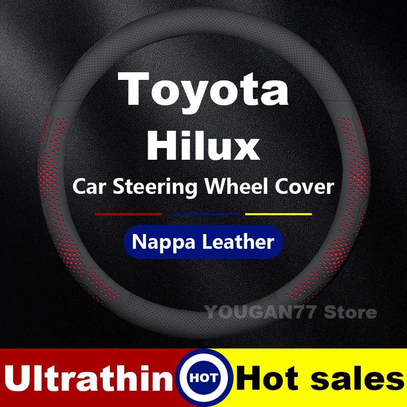 

Car Leather Steering Wheel Cover For Toyota Hilux 2009 2012 2016 2021-2025 Auto Steering Wheel Cover Interior Accessories