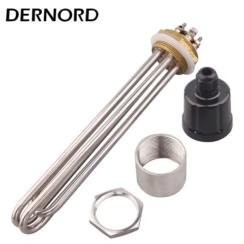 DERNORD 스레드 관형 전기 히터 보일러 가열 요소, 침수 DN40, 2kw, 3kw, 3750w, 4.5kw, 6kw, 1.5 인치, 220v/380v