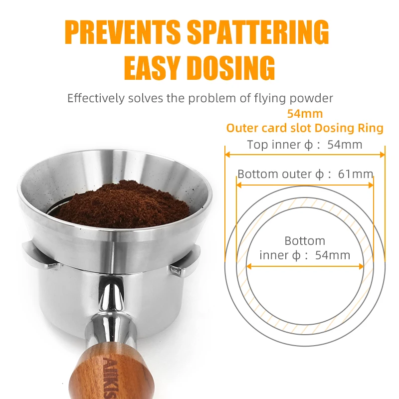 54mm Coffee Dosing Ring Stainless Steel Barista Dosing Funnel For Breville Sage Portafilter Espresso Accessories Machine Tools view 2