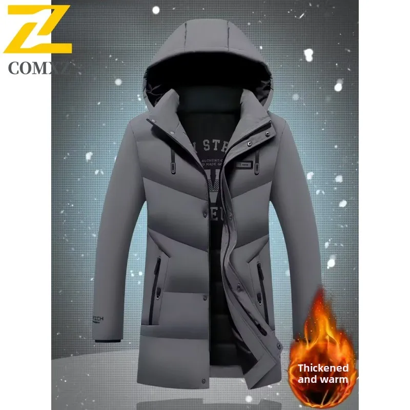 COMXZ hommes extérieur rembourré veste décontracté à capuche travail épaissi chaud Parka affaires loisirs léger confort hiver vêtements