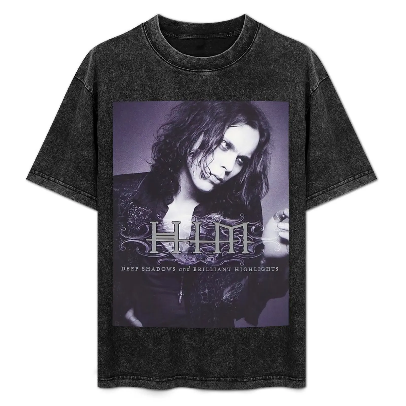 

Him band deep shadows and brilliant highlights cover Heartagram Ville Valo T-Shirt Light Athletic Short Sleeve Tee Shirt