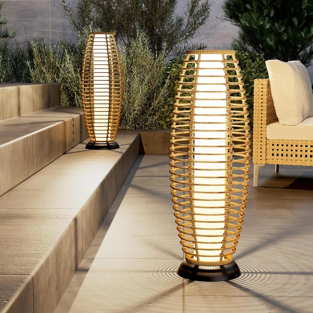 Patio outdoor floor light 2 packages solar light Solar light weather-resistant wicker deck light, headlight