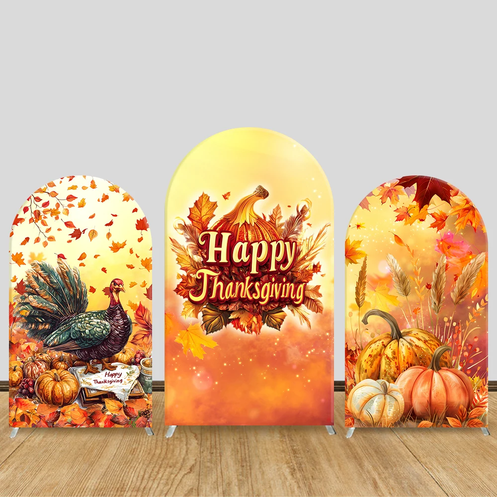 

Thanksgiving-themed Arch Backdrop Festival Party Decoration Custom Turkey Pumpkin Photography Cover Photo Background Elastic
