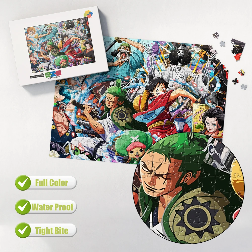 One Piece Luffy Zoro Jigsaw Puzzle 1000Pcs Wooden Puzzle Brain Teaser Educational Toys for Adults Kids Fun Table Game Home Decor
