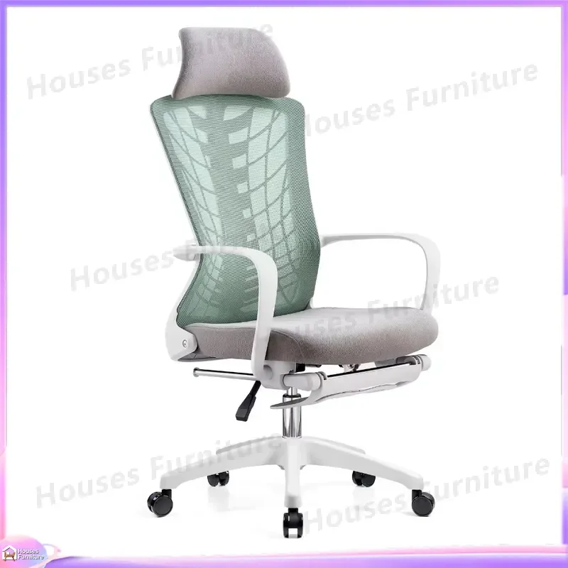 Ergonomic High Back Office Chair with Lumbar Support Headrest Retractable Footrest Molded Foam Seat Aluminum Legs Computer