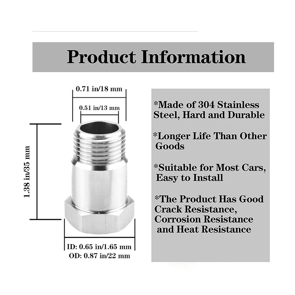 

Нержавеющая сталь 304c автомобильные аксессуары резьба M18 * 1,5 разъем датчика кислорода