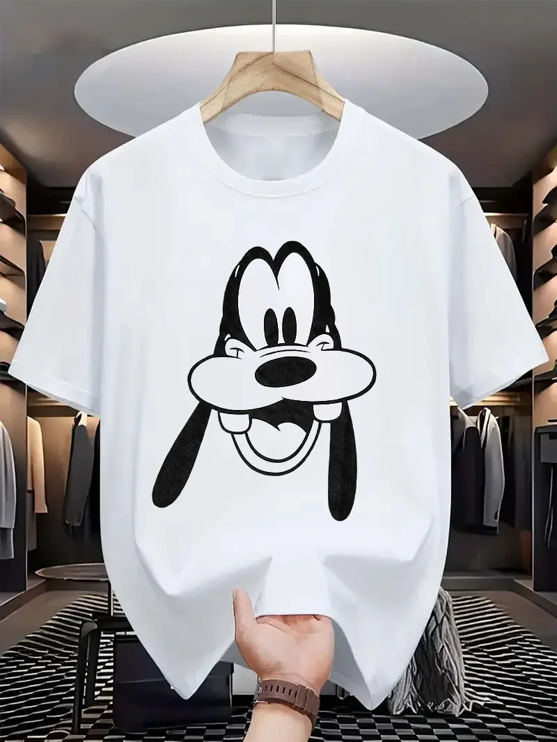 

Футболка Disney Goofy с Микки и Минни Маусом и большим улыбкой для пар, женщин и мужчин, хлопковая повседневная футболка большого размера для девочек, топ для отдыха, унисекс