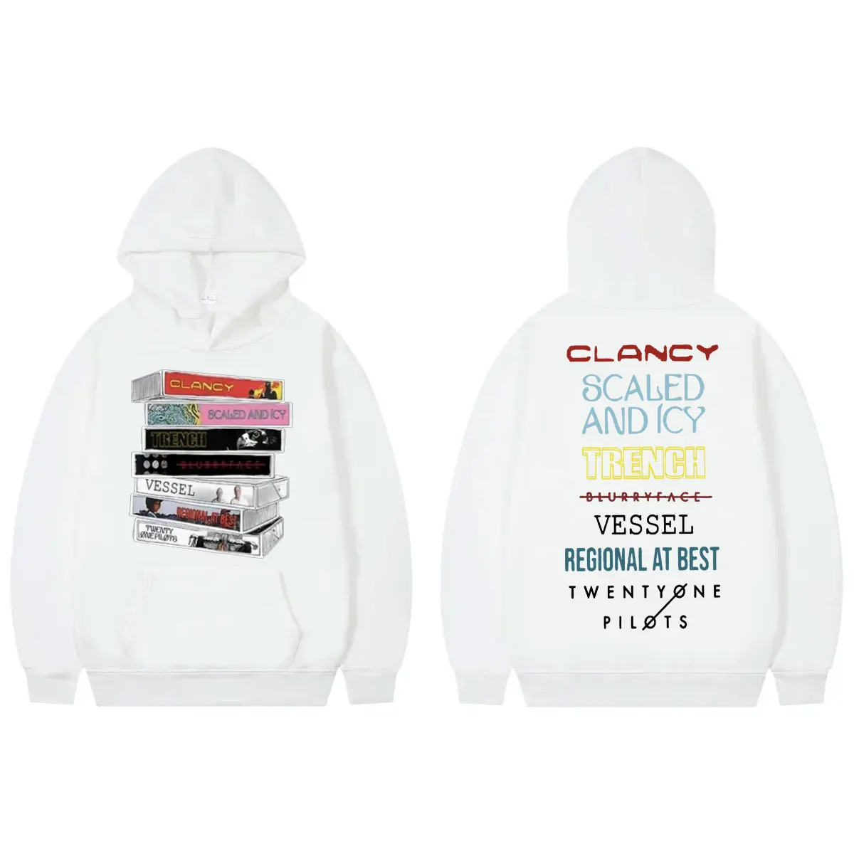 Twenty One Pilots Album List Graphic Hoodies Rock Fashion Vintage Long Sleeve Sweatshirts Men Women Casual Oversized Pullovers