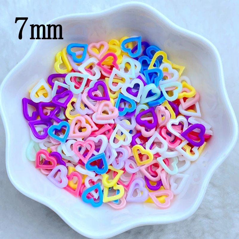 100Pcs New Cute Resin 8mm Mini Macaron Color Heart-Shaped Flat Back Manicure Parts Embellishments For Hair Bows Accessories