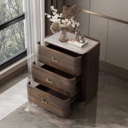 Minimalist bedside table Bedroom locker Three-bucket cabinet Walnut bedside storage cabinet