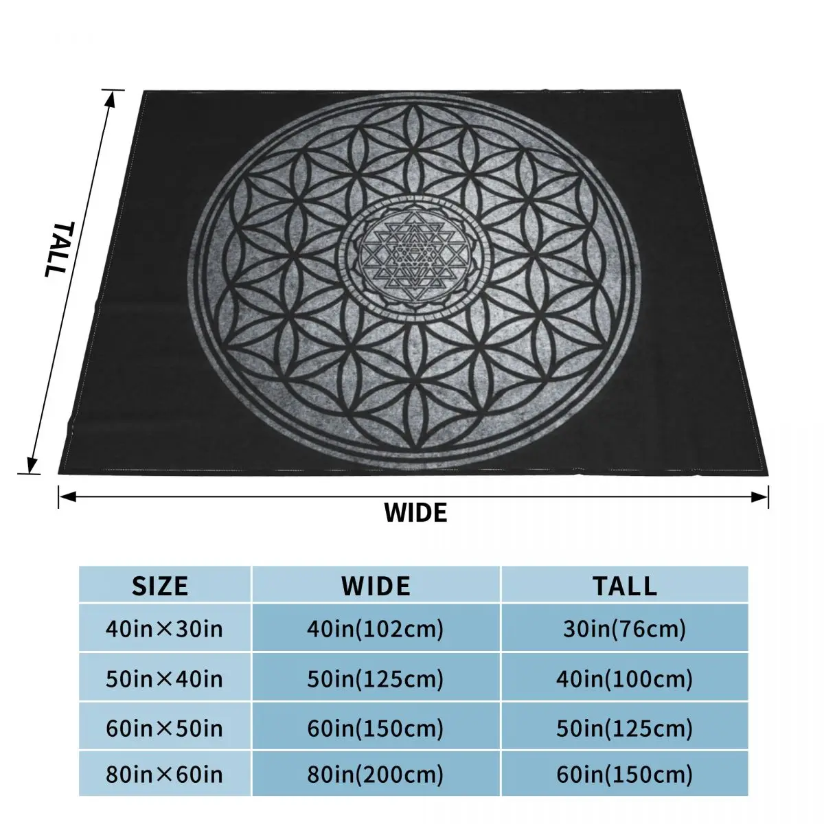 Sacred Unity - Sacred Geometry Throw Blanket Beach Blanket Fluffy Blankets Large Plush