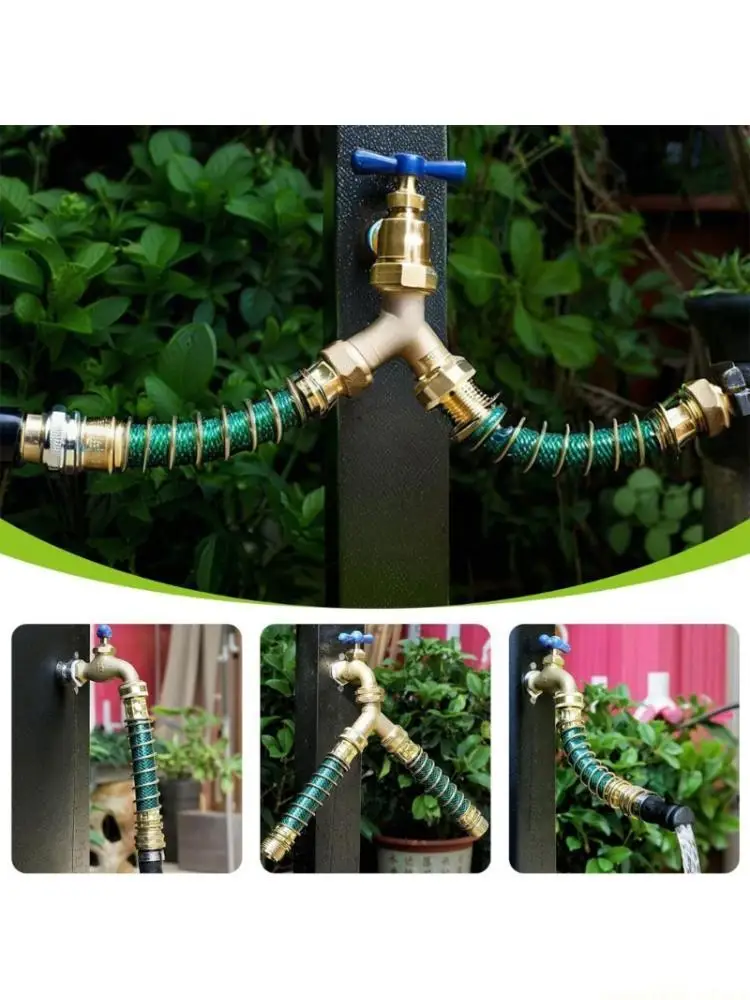 QX2E Weather Resistant PVC Spring Hose Extender Prevents Twisting For Easy Gardening Irrigation And Cleaning Watering Tasks