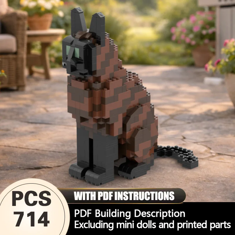 

Creators Animal Series Model MOC Building Bricks Brown Tabby Domestic Cat Modular Technology Gifts Holiday Assemble Children Toy