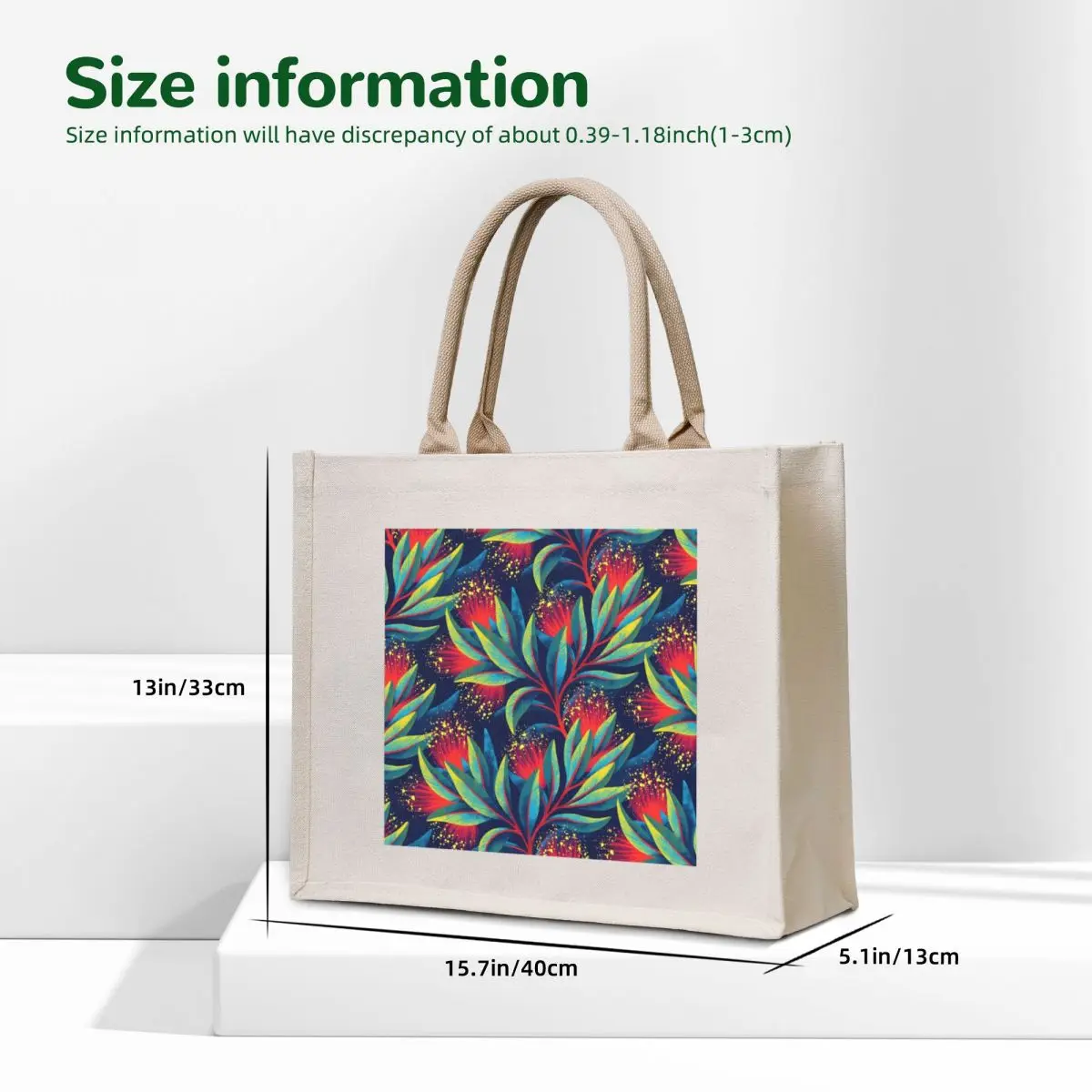 Pohutukawa - Red / Green Tote Bag hand bags Portable shopping bag large tote bag Canvas