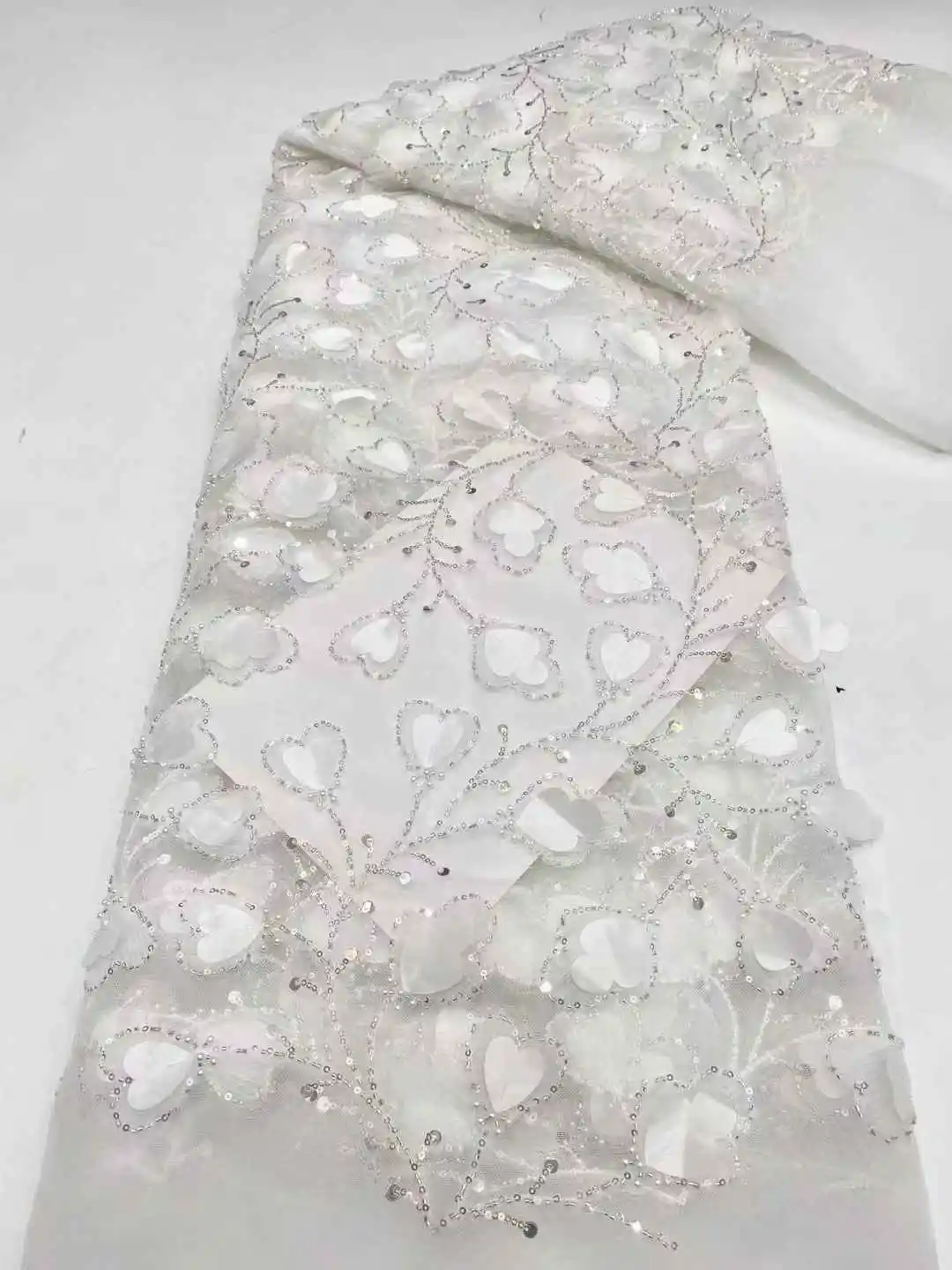 

African Sequence Lace Fabric 2025 High Quality Sequins Groom Embroidery French Tulle Nigeria Wedding Asoebi Lace Material Sewing