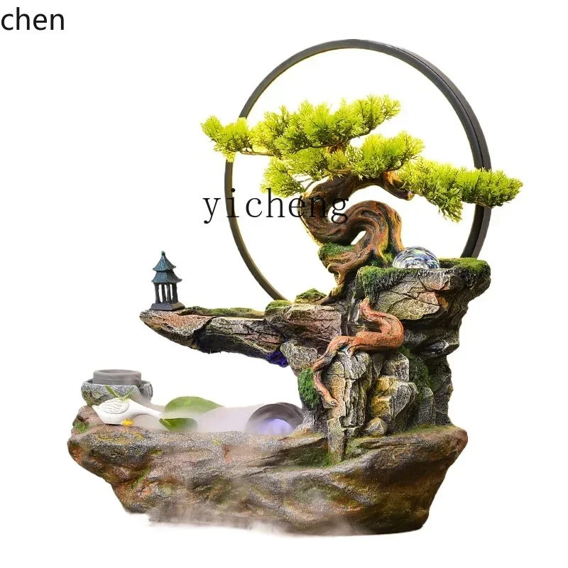 HXL ornament office high-end opening gift windmill water wheel rockery flowing water makes money