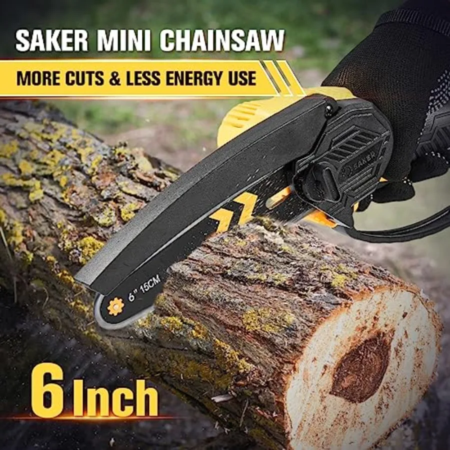 Mini Chainsaw Cordless 6-Inch 2023 Upgrade Switch Security Lock and Saker Mini Chainsaw Portable Electric Pink Mini Chain