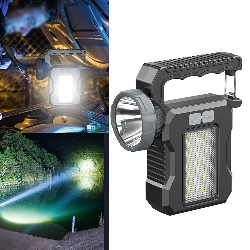 

For Outdoor Use Solar Portable Rechargeable Flashlight Searchlight COB Work Light 20W 1200mAh 4 Lighting Modes Type-C Charg