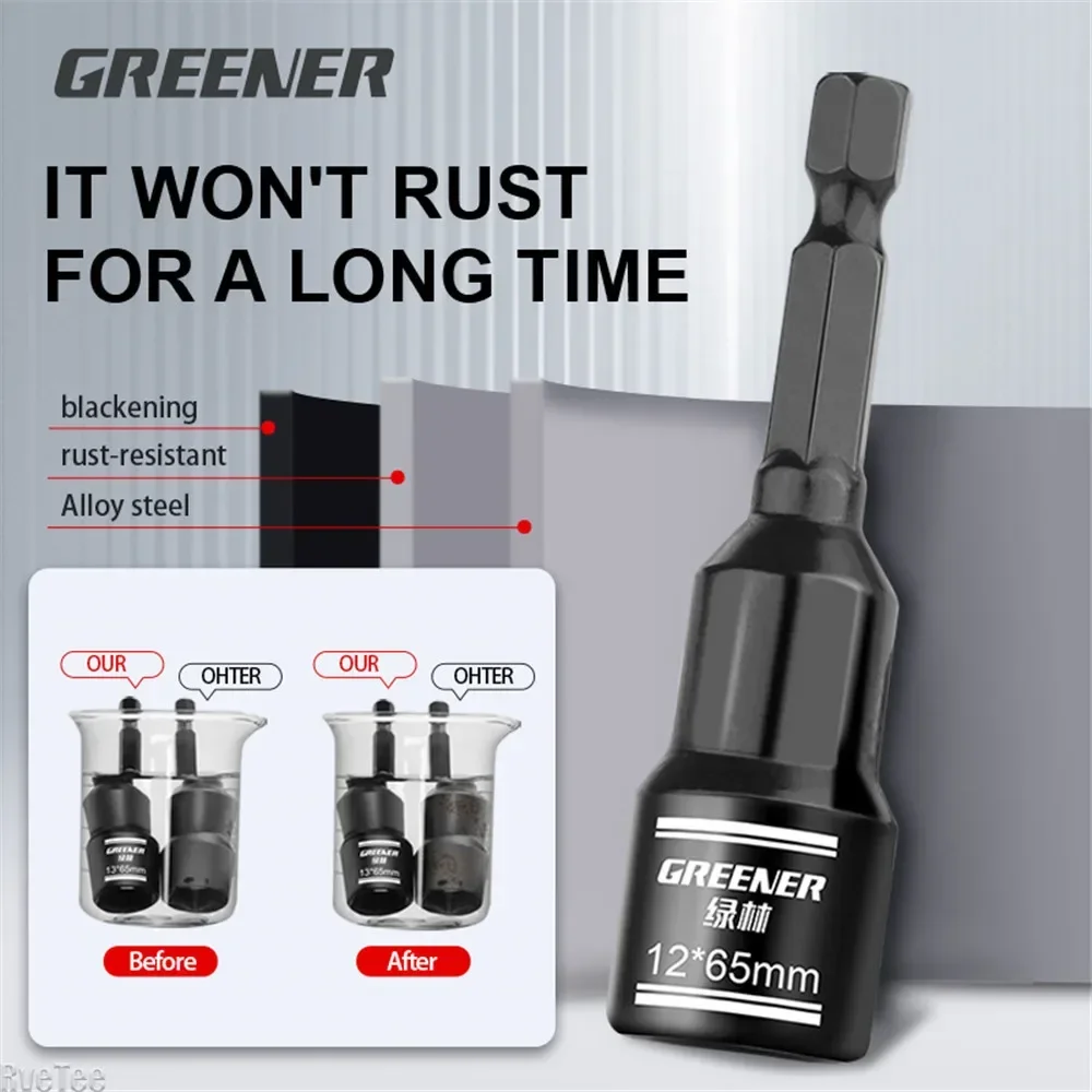 New 2024 GREENERY 6/8/10/12/13/14MM Impact Socket Magnetic Screwdrive Power Nut Driver Drill Bit Set 1/4