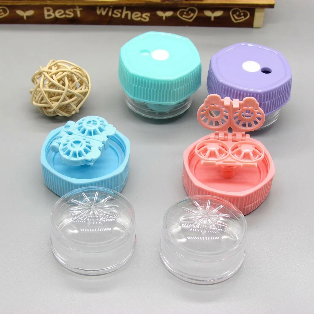 Portable Lens Cleaning Box Small Size Protein Removal Lens Case Manual Rotating Cleaner Hygienic Contact Lens Cleaner Case