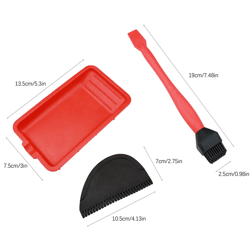 3Pcs Woodworking Glue Applicator Set Silicone Tray With Glue Spreader Brush Multifunctional Glue Brushes Carpentry Tool Kits