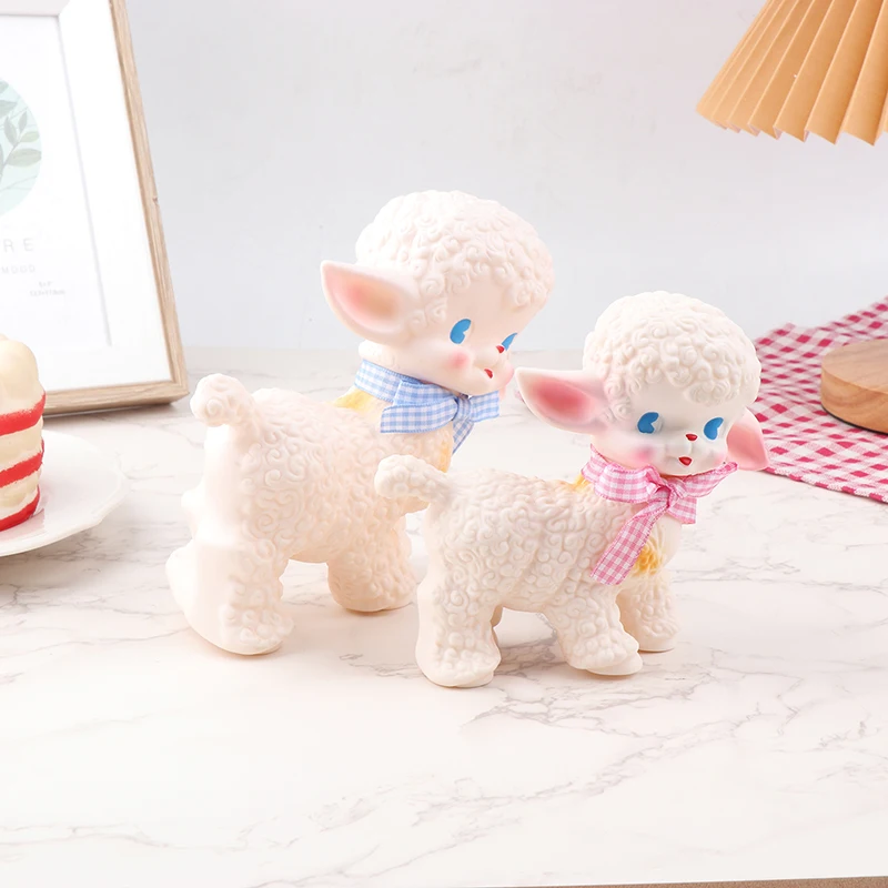 Retro Classic Plastic Sheep Doll Cute Girl Sweetheart Voice Animal Gift Model Lamb Static Desk Room Home Accessories Ornaments