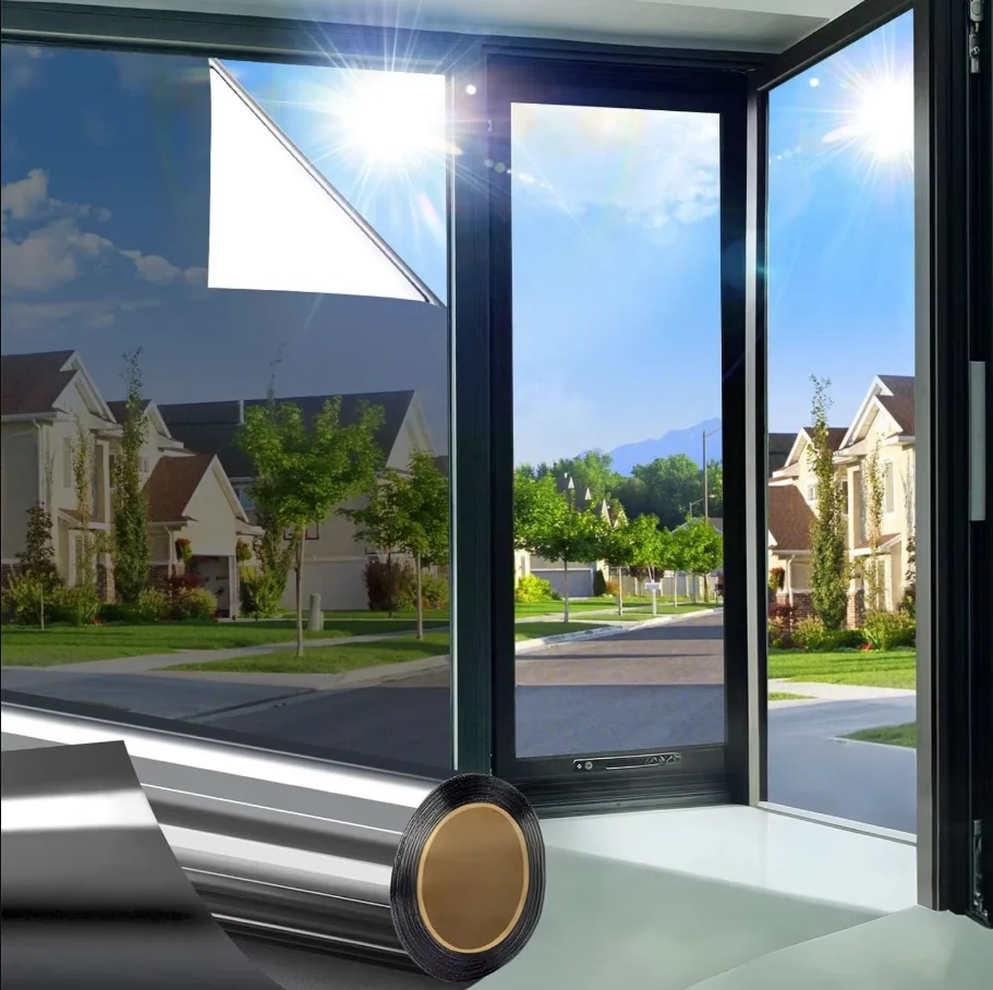 1pc 1\2\5m One Way Window Privacy Film See Out Not in, Window Tint for Home, Sun Heat UV Blocking