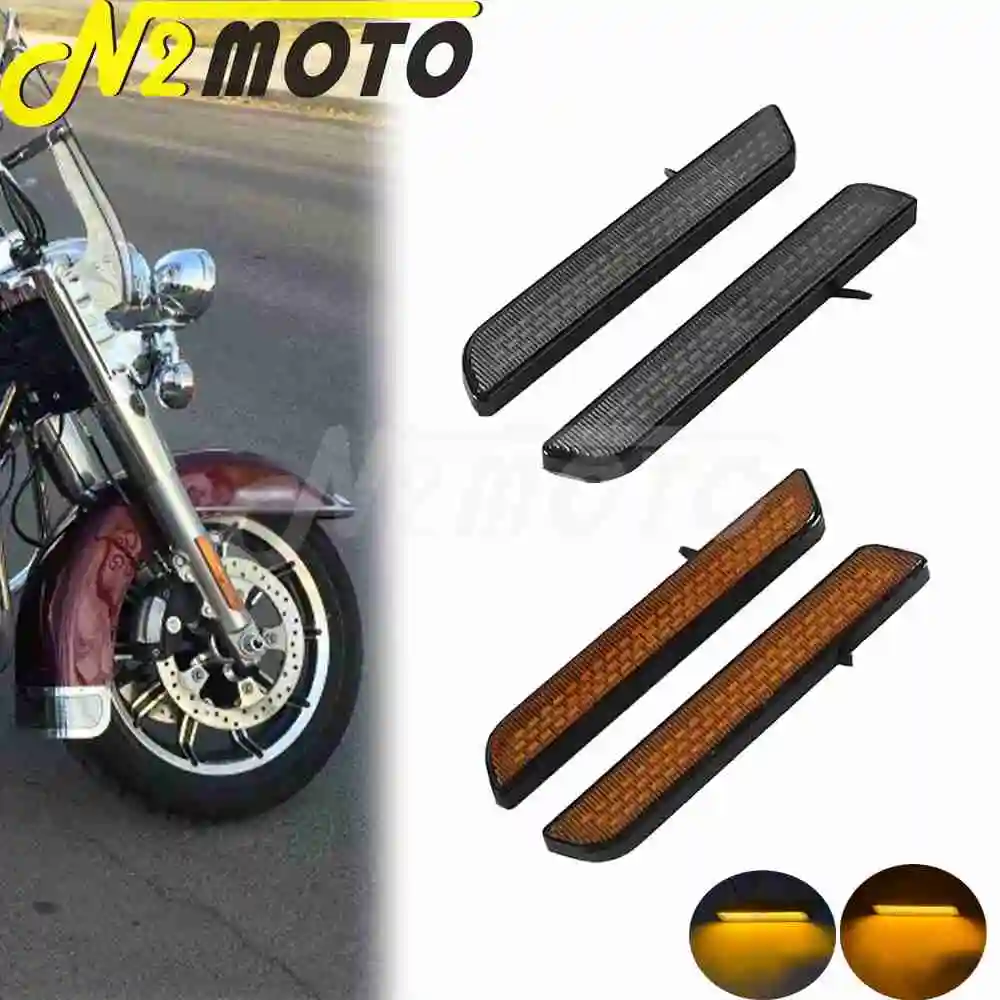 

Motorcycle LED Flush Fork Turn Signal light Indicator For Harley Touring Street Electra Road Glide Road King Tri Glide 2014-2025