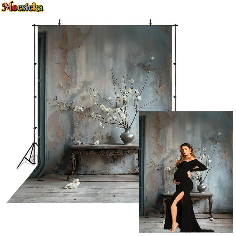레트로 벽 배경 사진 소품, 사진 스튜디오 아트 화이트 꽃 배경 천, 소녀 파티 벽지 장식 포토존