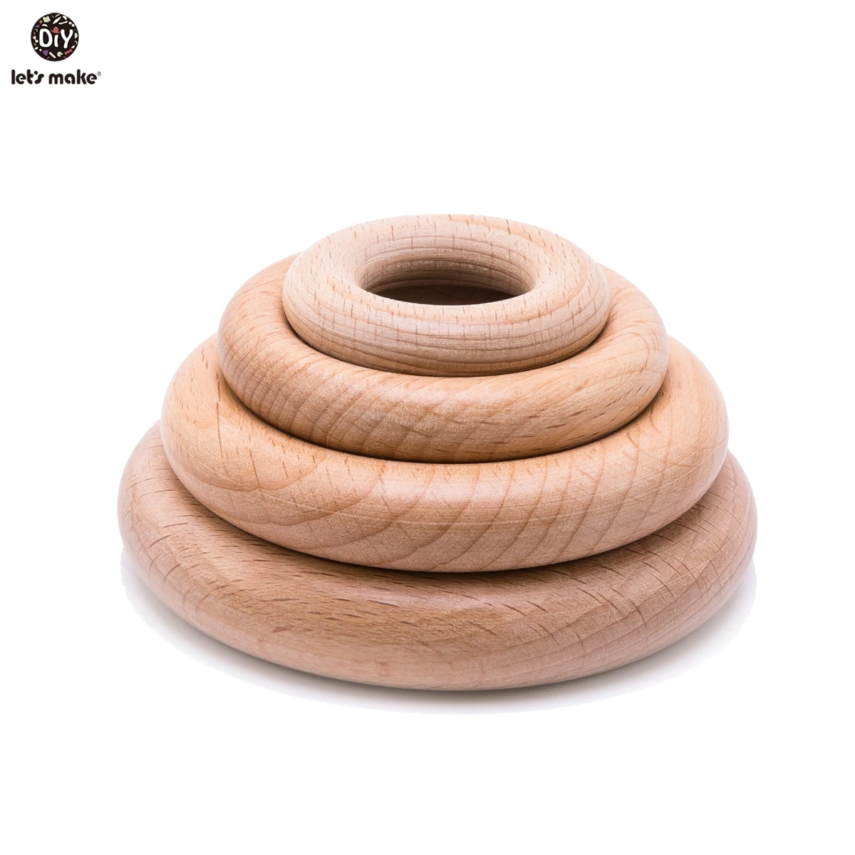 Let\'S Make Beech Wooden Teether Ring 50Pc 70Mm Baby Teething Wooden Crafts Toys For Baby Rattles Wood Ring Baby Teether Stroller