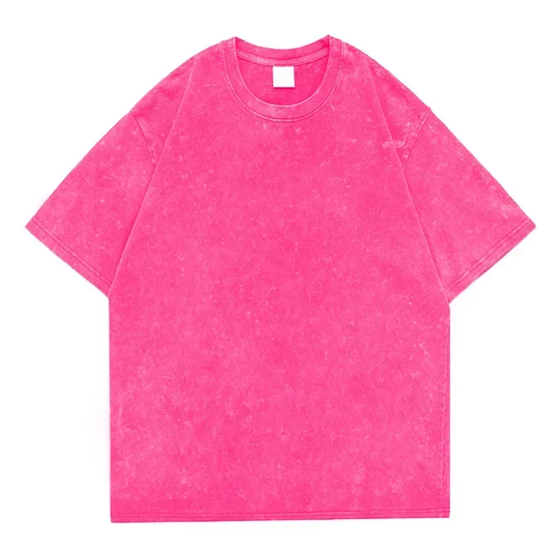 

New Washed Make Old Short-sleeved Tops T-shirts Europe and America Summer 2025 Loose Casual Round Neck Oversized T-shirt Women