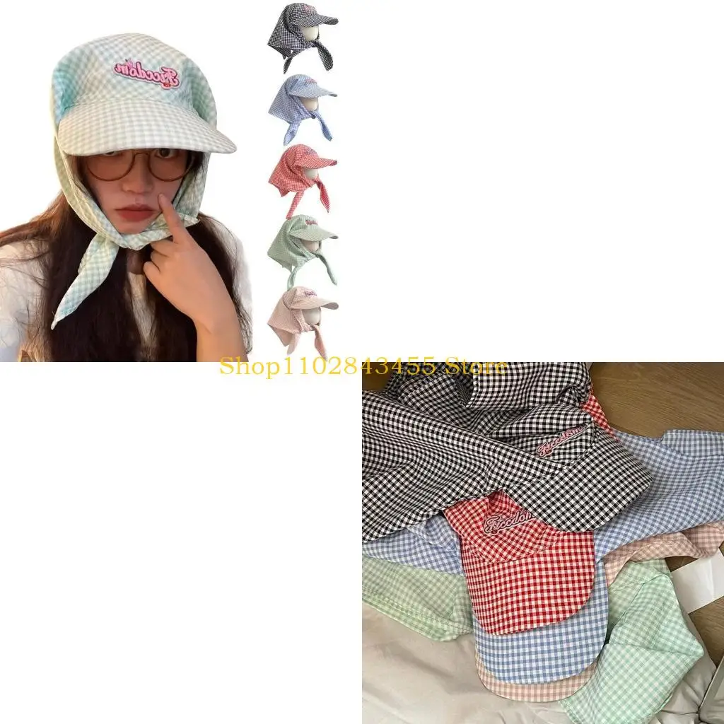 49MC Checkered Baseball Hat Head Scarf Hat for Daily Life Workout Sports Hat Breathable Hat for Outdoor Sports