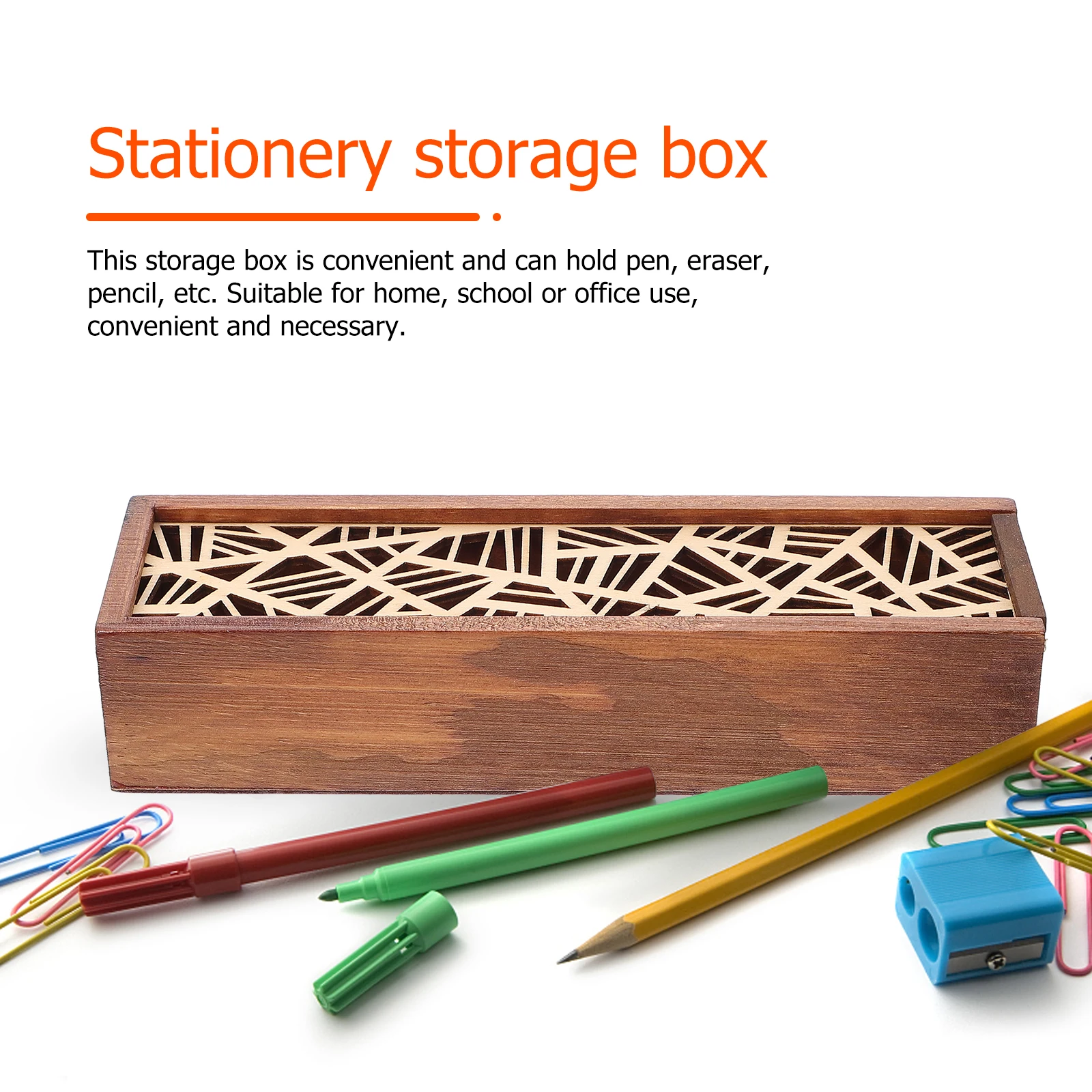 

Wooden Pen Box Wear Resistant Storage Container for School Office Desk Stationery Pencil Case Multifunctional Student