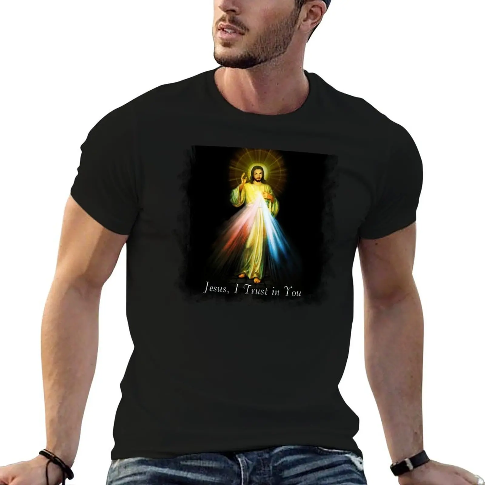 Jesus Divine Mercy Faustina Sacred Heart Catholic T-Shirt funny costumes vintage anime shirt vintage t shirt men