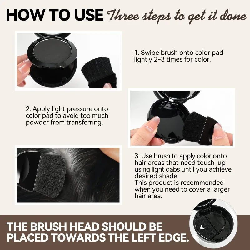 ヘアラインパウダー ボリュームアップ ルートタッチアップ ブラシ付き 薄毛・白髪・薄毛部分の瞬間カバー 耐水性