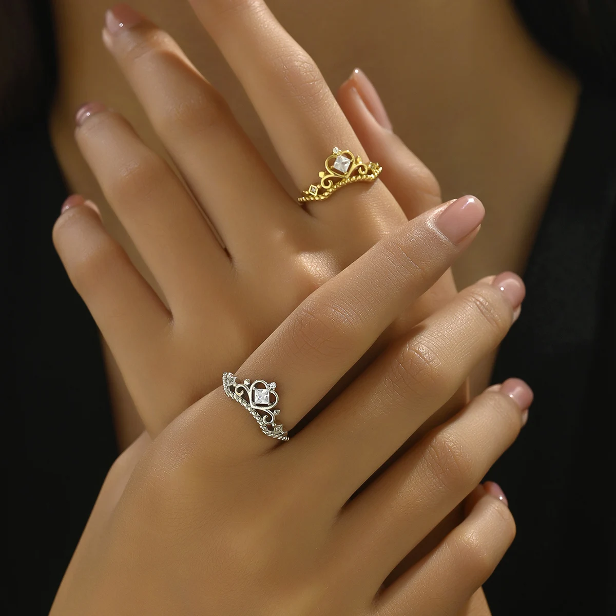 Neue Traum prinzessin offener Ring für Frauen Zirkonia feine Krone verstellbare Ringe Mode Zirkon