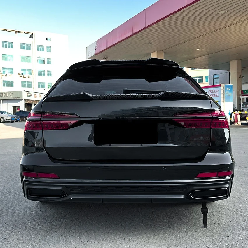 ل 2019-2024 أودي A6 C8 أفانت Allroad سبويلر خلفي منتصف سبويلر الجذع الجناح الشفاه الخلفي الأوسط سبويلر مجموعة اكسسوارات السيارات