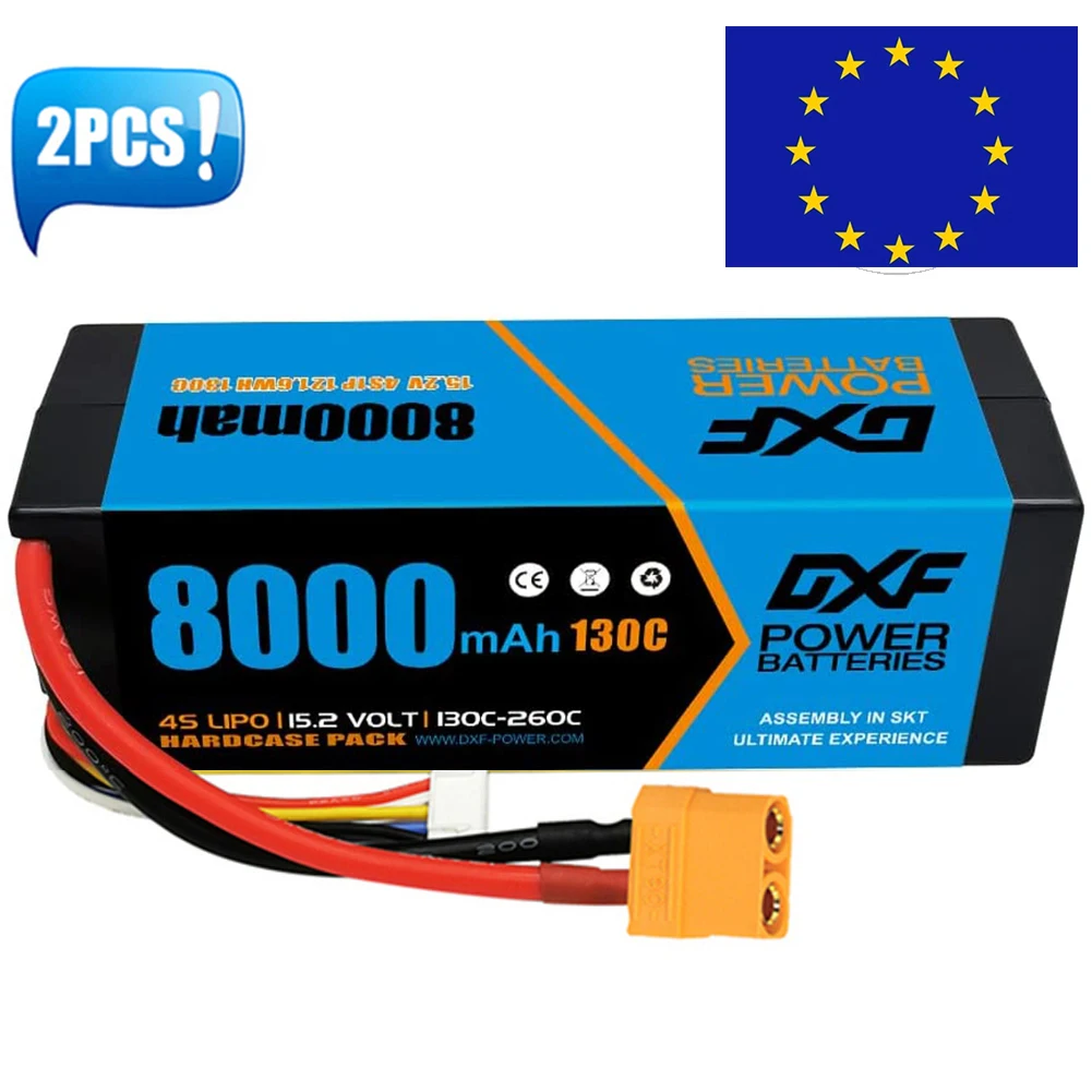 

(EU)DXF Lipo 4S 15.2V Battery 8000mAh 130C Racing Series HardCase XT90 For RC Car Truck BX Truggy Buggy XMAXX Arrma 8S Off-Road