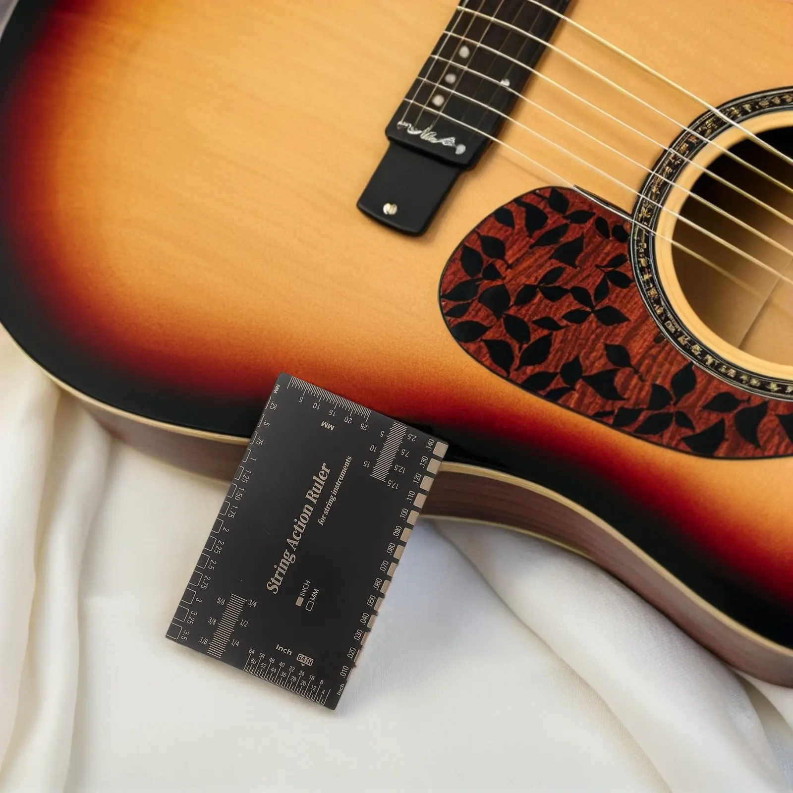 Pro-Grade Guitar String Action Gauge Stainless Steel String Height Measurement Ruler for Electric Acoustic Bass Classical