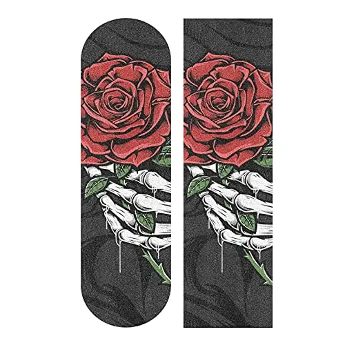 Mushrooms and Skull Skateboard Grip Tape Bubble Free Skateboard Griptape Sheet Easy to Apply Anti Slip Sand Paper Tape for Teens